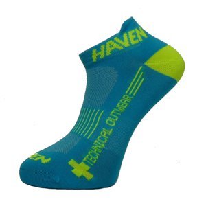HAVEN Cyklistické ponožky členkové - SNAKE SILVER NEO - žltá/modrá