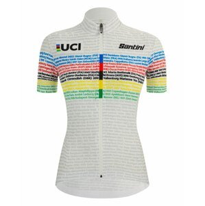 SANTINI Cyklistický dres s krátkym rukávom - UCI WORLD 100 LADY - dúhová/biela S