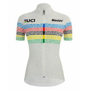 SANTINI Cyklistický dres s krátkym rukávom - UCI WORLD 100 LADY - biela/dúhová XL