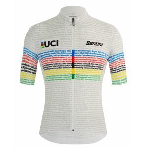 SANTINI Cyklistický dres s krátkym rukávom - UCI WORLD CHAMP 100 - dúhová/biela XL