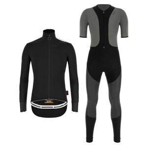 SANTINI Cyklistická zimná bunda a nohavice - VEGA XTREME WINTER  - šedá/čierna
