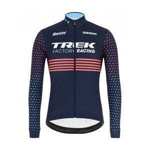 SANTINI Cyklistický dres s dlhým rukávom zimný - FACTORY RACING dres - modrá/ružová L