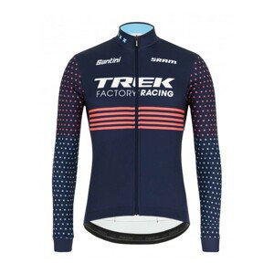 SANTINI Cyklistický dres s dlhým rukávom zimný - FACTORY RACING dres - modrá/ružová 3XL