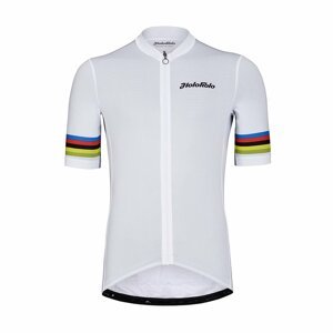 HOLOKOLO Cyklistický dres s krátkym rukávom - RAINBOW - biela S