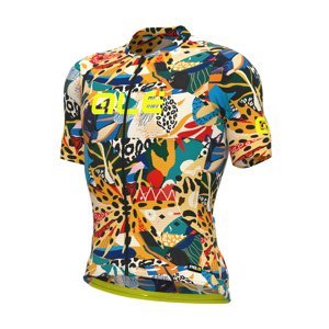 ALÉ Cyklistický dres s krátkym rukávom - PR-R KENYA - čierna/modrá/žltá/oranžová/zelená