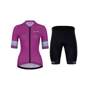 HOLOKOLO Cyklistický krátky dres a krátke nohavice - RAINBOW LADY - čierna/ružová