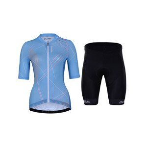 HOLOKOLO Cyklistický krátky dres a krátke nohavice - SPARKLE LADY - čierna/svetlo modrá