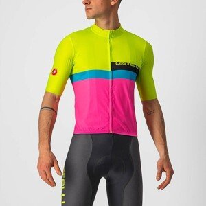 CASTELLI Cyklistický dres s krátkym rukávom - A BLOCCO  - čierna/ružová/modrá/žltá