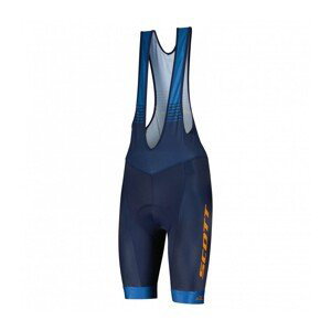 SCOTT Cyklistické nohavice krátke s trakmi - RC TEAM ++ 2022 - modrá/oranžová XL