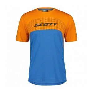 SCOTT Cyklistický dres s krátkym rukávom - TRAIL FLOW DRI SS - oranžová/modrá XL