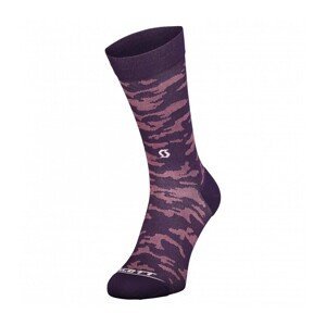 SCOTT Cyklistické ponožky klasické - TRAIL CAMO CREW - biela/fialová 36-38