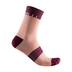 CASTELLI Cyklistické ponožky klasické - VELOCISSIMA 12 LADY - bordová/ružová