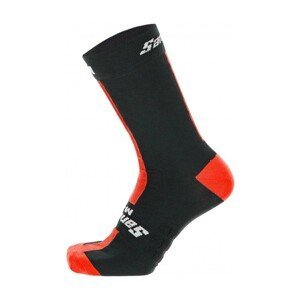SANTINI Cyklistické ponožky klasické - X IRONMAN VIS - čierna/červená 44-47