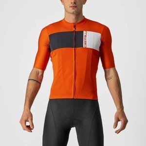 CASTELLI Cyklistický dres s krátkym rukávom - PROLOGO VII - béžová/čierna/oranžová