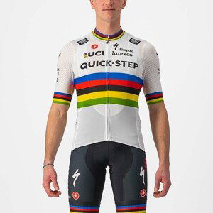 CASTELLI Cyklistický dres s krátkym rukávom - QUICK-STEP 2022 COMPETIZIONE - dúhová/biela 2XL