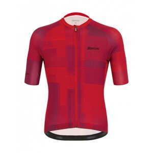 SANTINI Cyklistický dres s krátkym rukávom - KARMA KINETIC - bordová/červená