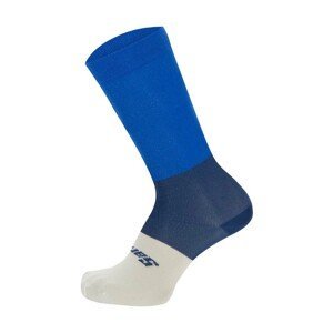 SANTINI Cyklistické ponožky klasické - BENGAL - biela/modrá