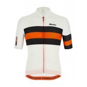 SANTINI Cyklistický dres s krátkym rukávom - SLEEK BENGAL - biela/oranžová/čierna M