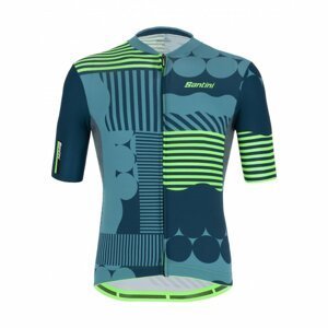 SANTINI Cyklistický dres s krátkym rukávom - DELTA OPTIC - modrá/zelená M