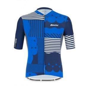 SANTINI Cyklistický dres s krátkym rukávom - DELTA OPTIC - modrá/biela M