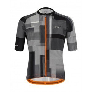 SANTINI Cyklistický dres s krátkym rukávom - KARMA KINETIC - čierna/biela/oranžová S