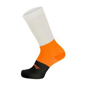 SANTINI Cyklistické ponožky klasické - BENGAL - oranžová/čierna/biela