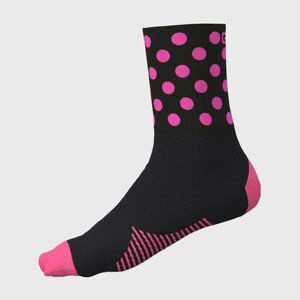 ALÉ Cyklistické ponožky klasické - BUBBLE - čierna/ružová
