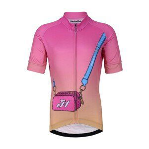 HOLOKOLO Cyklistický dres s krátkym rukávom - CANDYBAG KIDS - žltá/ružová M-145cm