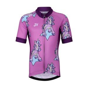 HOLOKOLO Cyklistický dres s krátkym rukávom - UNICORNS KIDS - viacfarebná/ružová M-145cm