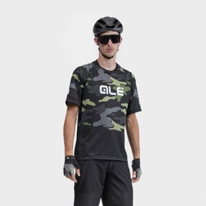 ALÉ Cyklistický dres s krátkym rukávom - STAIN OFF ROAD MTB - šedá/zelená/čierna 2XL