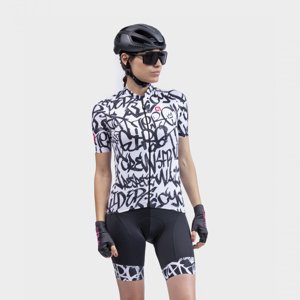 ALÉ Cyklistický dres s krátkym rukávom - SOLID RIDE LADY - čierna/biela 2XL