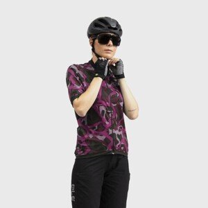 ALÉ Cyklistický dres s krátkym rukávom - WOODLAND GRAVEL LADY - fialová/čierna/ružová S