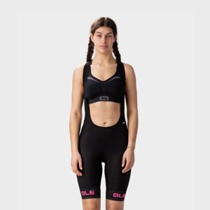 ALÉ Cyklistické nohavice krátke s trakmi - PR-R SELLA PLUS LADY - čierna/ružová S