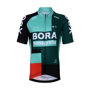 BONAVELO Cyklistický dres s krátkym rukávom - BORA 2022 KIDS - červená/čierna/zelená S-135cm