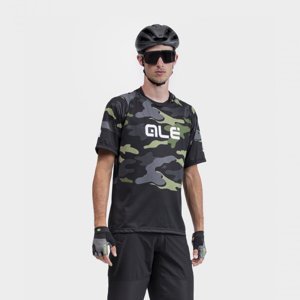 ALÉ Cyklistický dres s krátkym rukávom - STAIN OFF ROAD MTB - šedá/čierna/zelená 3XL