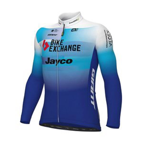 ALÉ Cyklistický dres s dlhým rukávom zimný - BIKE EXCHANGE 2022 - modrá/biela