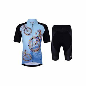 HOLOKOLO Cyklistický krátky dres a krátke nohavice - BIKERS KIDS - modrá/čierna/biela