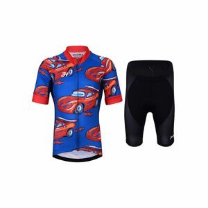 HOLOKOLO Cyklistický krátky dres a krátke nohavice - CARS KIDS - čierna/červená/modrá