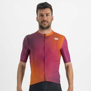 SPORTFUL Cyklistický dres s krátkym rukávom - ROCKET - bordová/ružová/oranžová 3XL