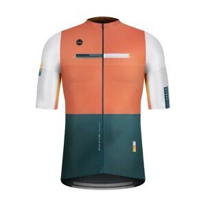 GOBIK Cyklistický dres s krátkym rukávom - ATTITUDE 2.0 APRICOT - biela/zelená/oranžová L