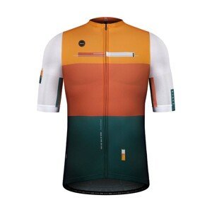 GOBIK Cyklistický dres s krátkym rukávom - STARK NECTAR - biela/oranžová/zelená L