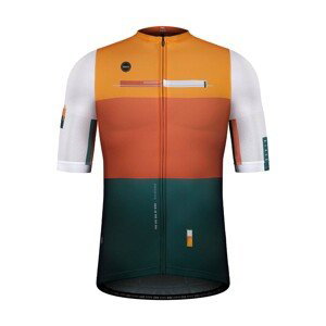 GOBIK Cyklistický dres s krátkym rukávom - STARK NECTAR - oranžová/zelená/biela XL