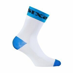 SIX2 Cyklistické ponožky klasické - WHITE SHORT - biela/svetlo modrá 39-42