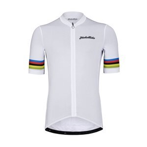 HOLOKOLO Cyklistický dres s krátkym rukávom - RAINBOW - biela 3XL