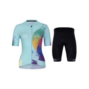 HOLOKOLO Cyklistický krátky dres a krátke nohavice - SURPRISED ELITE LADY - svetlo modrá/čierna