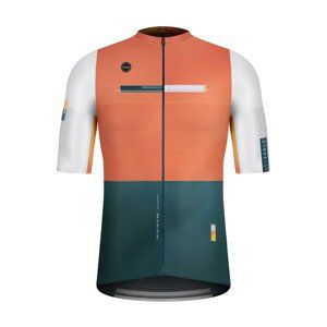 GOBIK Cyklistický dres s krátkym rukávom - ATTITUDE 2.0 APRICOT - oranžová/biela/zelená S