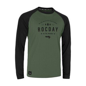 ROCDAY Cyklistický dres s dlhým rukávom letný - PATROL - čierna/zelená 2XL