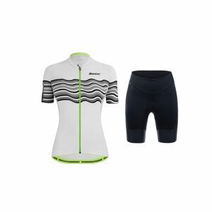 SANTINI Cyklistický krátky dres a krátke nohavice - TONO PROFILO LADY - zelená/biela/čierna