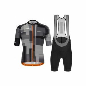 SANTINI Cyklistický krátky dres a krátke nohavice - KARMA KINETIC - čierna/biela/oranžová