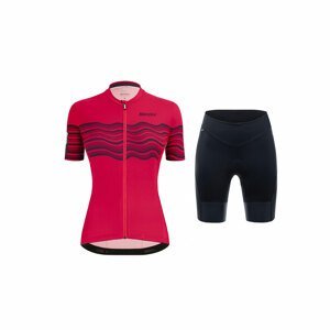 SANTINI Cyklistický krátky dres a krátke nohavice - TONO PROFILO LADY - čierna/ružová